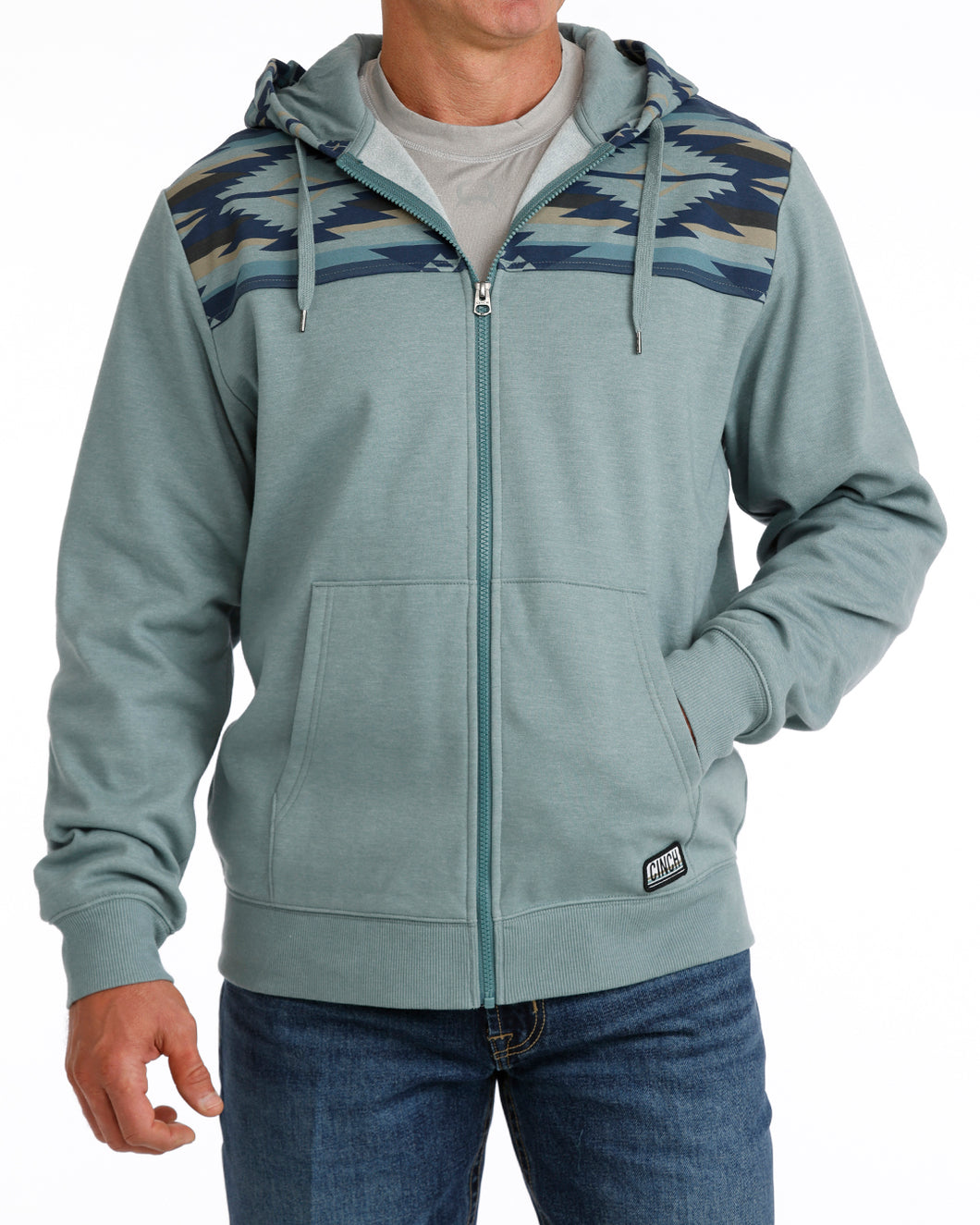 Pard's Western Shop Cinch Men's Blue Aztec Print Full Zip Hoodie