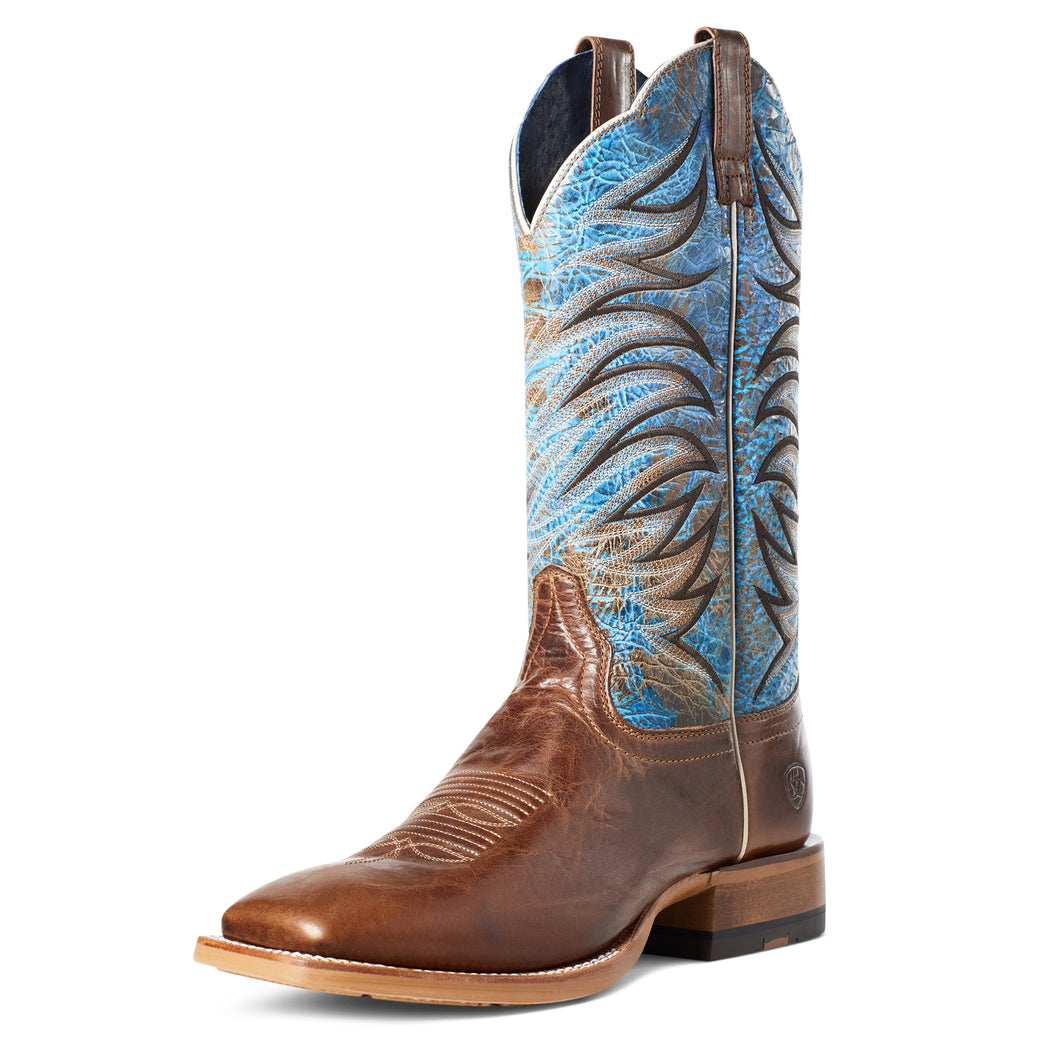 Pard's Western Shop Ariat Men's Brown Firecatcher Wide Square Toe Western Boots with Blue Tops