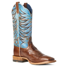 Ariat Men's Brown Firecatcher Wide Square Toe Western Boots with Blue Tops