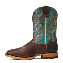 Ariat Men's Brown Cow Camp Wide Square Toe Western Boots with Turquoise Tops