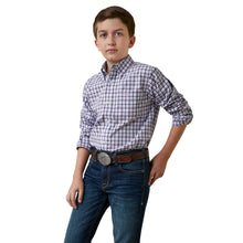Pard's Western Shop Ariat Pro Series Meir Classic Fit Purple/White/Blue Plaid Button-Down Shirt for Boys