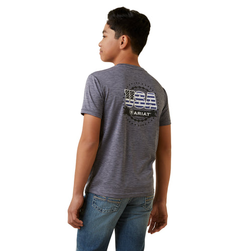 Pard's Western Shop Ariat Boys U.S.A. Graystone Charger T-Shirt