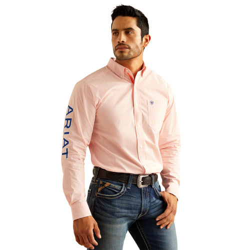 Pard's Western Shop Ariat Men's Pro Series Orange/White Pinstripe Team Gerson Button-Down Fitted Shirt