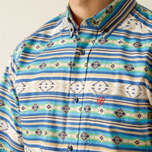 Ariat Denzel Blue Multi Aztec Print Short Sleeve Classic Fit Button-Down Shirt for Men