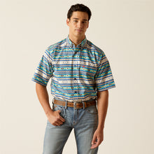 Pard's Western shop Ariat Denzel Blue Multi Aztec Print Short Sleeve Classic Fit Button-Down Shirt for Men