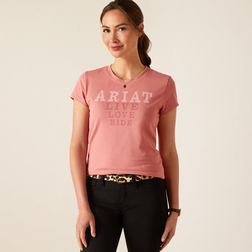 Pard's Western Shop Ariat Dusty Rose Live, Love, Ride T-Shirt for Women