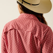 Ariat Blush/White Geo Stripe Print VentTek Button-Down Stretch Blouse for Women