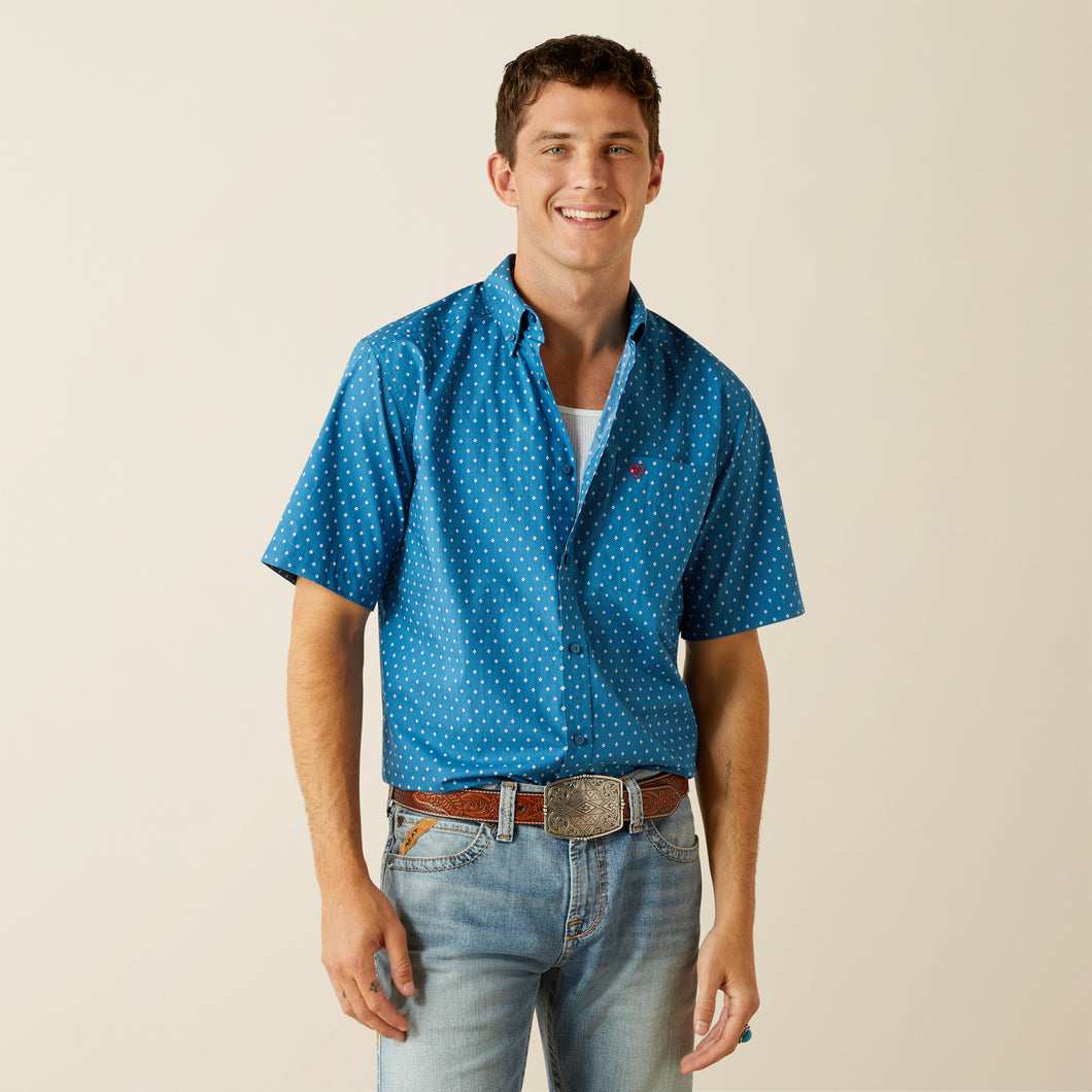 Ariat Men's Scott Blue Print Short Sleeve Classic Fit Button-Down Shir Pard's Western Shop Ariat Men's Scott Blue Print Short Sleeve Classic Fit Button-Down Shir Pard's Western Shop