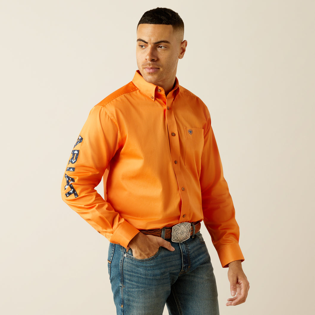 Ariat Team Orange Classic Fit Print Button-Down Shirt for Men Pard's Western Shop Ariat Team Orange Classic Fit Print Button-Down Shirt for Men Pard's Western Shop