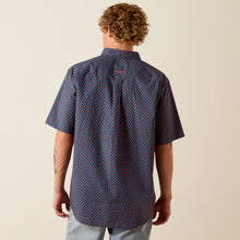 Ariat Men's Nikola Navy/Orange Print Classic Fit Short Sleeve Button-Down Shirt