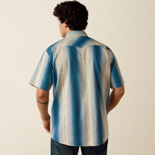 Ariat Men's Retro Hyland Blue Stripe Fitted Western Snap Short Sleeve Shirt