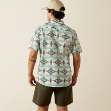 Ariat Men's Merlin Turquoise Southwest Stripe Print Modern Fit Short Sleeve Button-Down Shirt