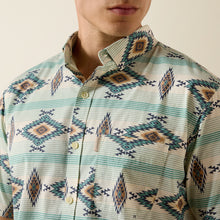 Ariat Men's Merlin Turquoise Southwest Stripe Print Modern Fit Short Sleeve Button-Down Shirt