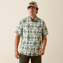 Pard's Western Shop Ariat Men's Merlin Turquoise Southwest Stripe Print Modern Fit Short Sleeve Button-Down Shirt