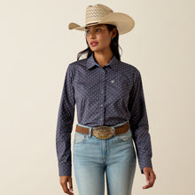 Pard's Western Shop Ariat Kirby Navy Horseshoe Print Stretch Button-Down Blouse for Women