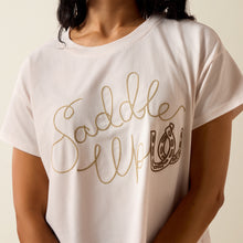 Ariat Women's Sea Salt Embroidered "Saddle Up" Cropped T-Shirt