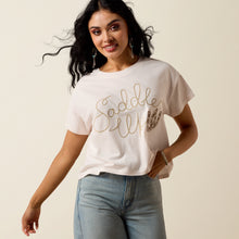 Ariat Women's Sea Salt Embroidered Saddle Up Cropped T-Shirt