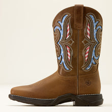 Ariat Women's Aged Tan Anthem Proud VentTEK Broad Square Toe Western Boots with Stars & Stripes VentTEK