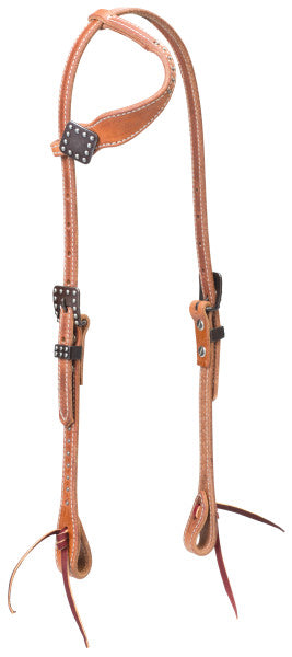 Pard's Western Shop Harness Leather Rambler Sliding Ear Headstall with Antiqued Brown Hardware from Weaver Leather