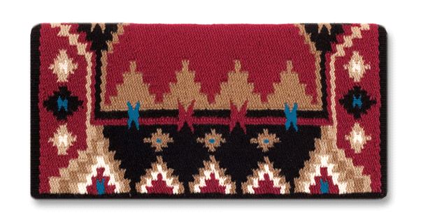 Pard's Western Shop Mayatex Ranch Connection Series Red/Black/Tan Enchanted Pines Woven Wool Saddle Blanket