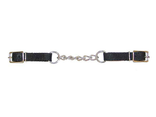 Single Curb Chain with Brown Nylon Straps