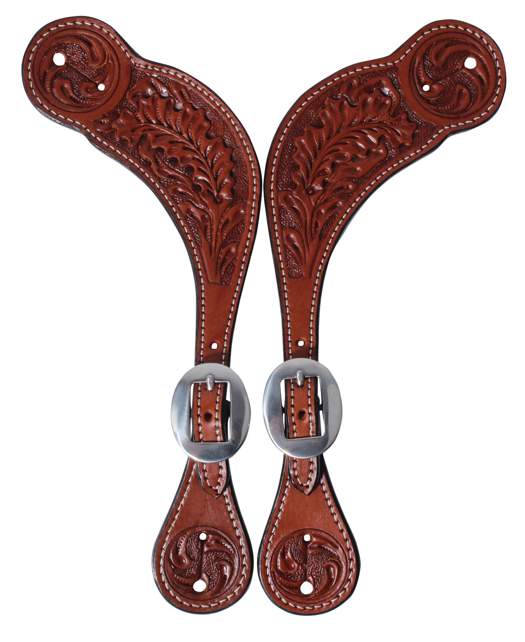 Pard's Western Shop Oak Leaf Tooled Pecos Spur Straps for Men from Professionals Choice