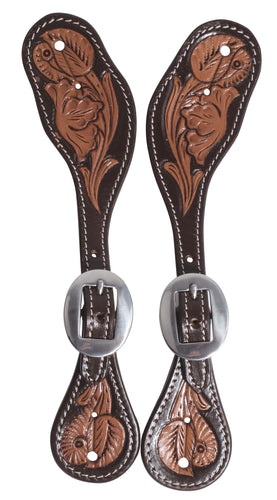 Professional's Choice Chocolate Floral Spur Straps for Women or Youth