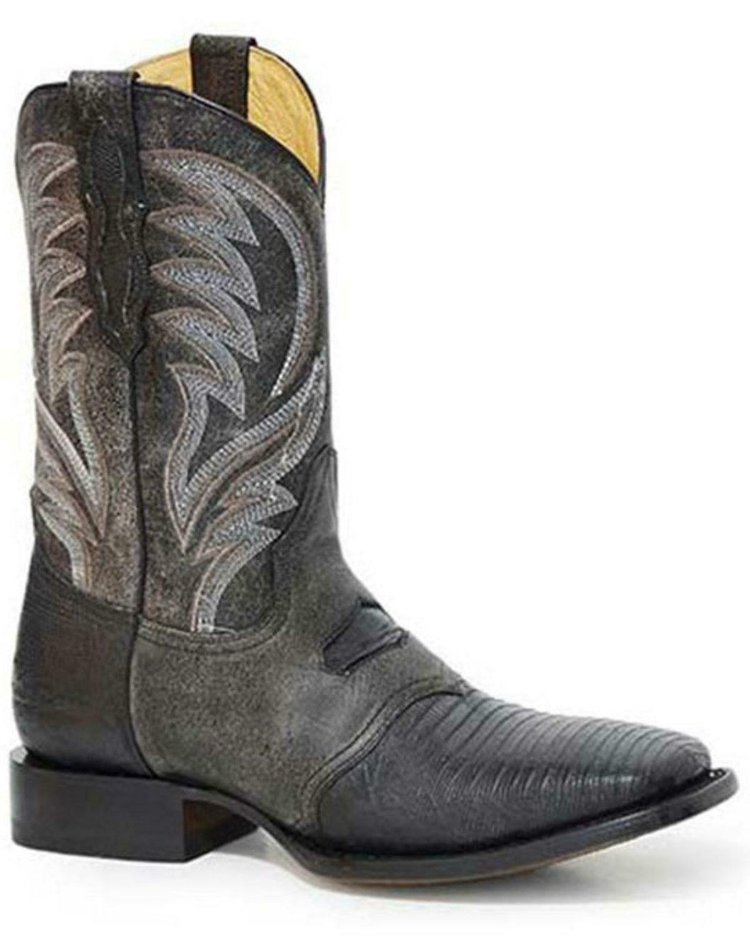 Pard's Western Shop Roper Footwear Black Lizard Boots for Men