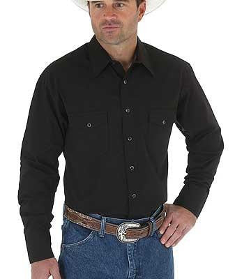Men's Solid Black Western Snap Shirt from Wrangler