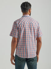 Wrangler Men's Blue/Orange/White Plaid Short Sleeve Fashion Snap Western Shirt