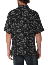 Wrangler Black Tropical Print Coconut Cowboy Short Sleeve Snap Camp Shirt