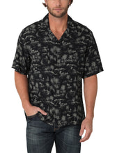 Pard's Western Shop Wrangler Black Tropical Print Coconut Cowboy Short Sleeve Snap Camp Shirt
