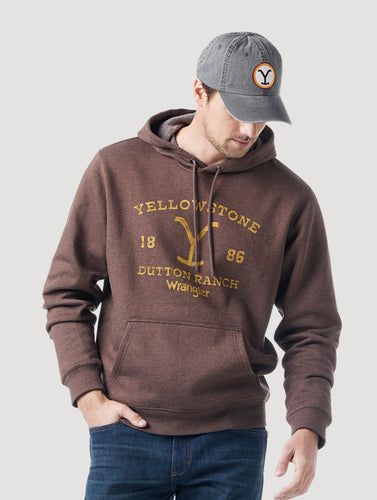 Pard's Western Shop Wrangler x Yellowstone Heather Brown Dutton Ranch 1886 Hoodie for Men