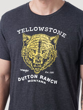 Wrangler x Yellowstone Heather Black Dutton Ranch Wolf Tee for Men