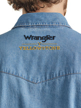 Wrangler x Yellowstone Men's Stonewashed Denim Western Snap Short Sleeve Shirt
