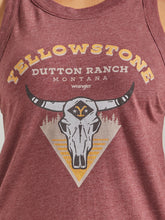 Wrangler x Yellowstone Heather Burgundy Dutton Ranch Steer Skull Goddess Tank for Women