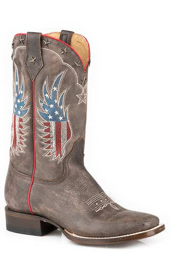 Pard's Western Shop Roper Footwear Vintage Brown Wings Over America Square Toe Boots for Women