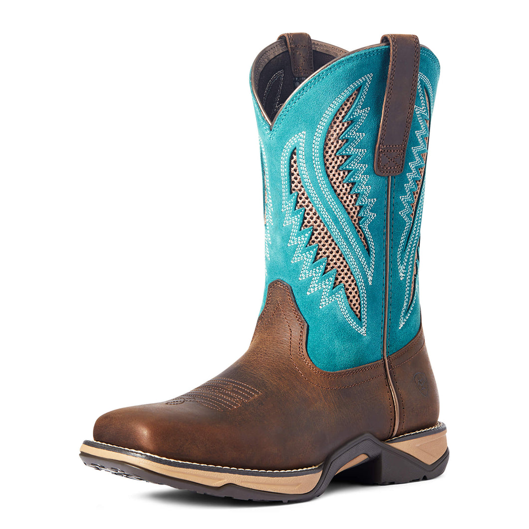 Pard's Western Shop Ariat Chocolate Chip/Turquoise Anthem VentTEK Western Boots for Women