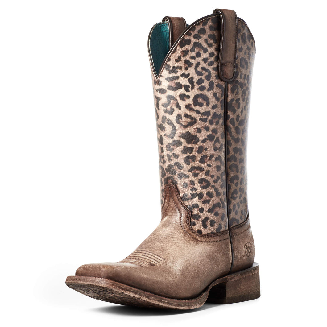 Pard's Western Shop Women's Ariat Distressed Brown Circuit Savanna Boots with Leopard Print Tops