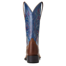Women's Ariat Sassy Brown Round Up Wide Square Toe Boots with Blue StretchFit Tops