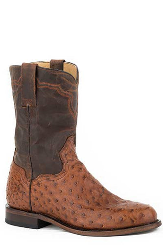 Pard's Western Shop Stetson Burnished Cognac Puncher Full Quill Ostrich Round Toe Roper Boots from Roper Footwear