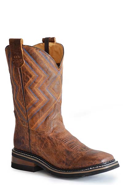 Men's Roper Footwear Waxy Tan Ranch Broad Square Toe Boots with Concea ...