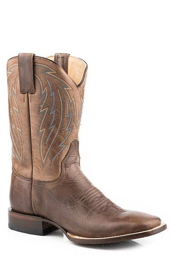 Pard's Western Shop Roper Footwear Men's Burnished Brown Shiner Wide Square Toe Boots