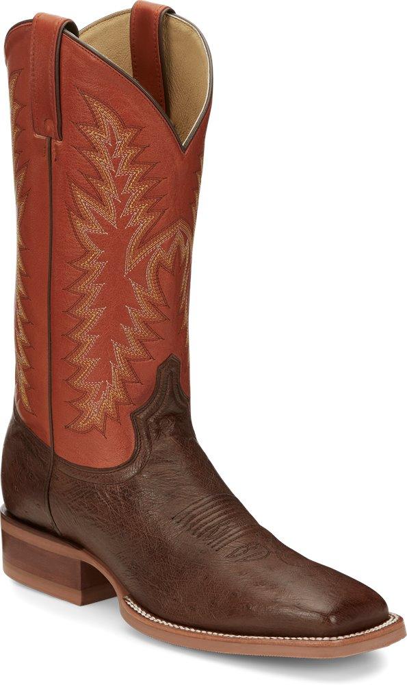 Pard's Western Shop Justin Antique Brown Smooth Ostrich Boots for Men