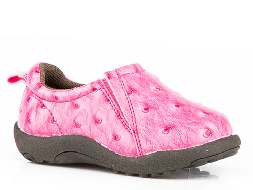 Pard's Western Shop Pink Ostrich Print Cowbabies Slip-On Shoes for Infants from Roper Footwear