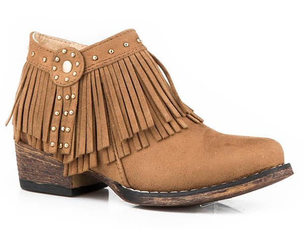 Pard's Western Shop Tan Fringe with Gold Studs Ankle Boot for Toddlers from Roper Footwear