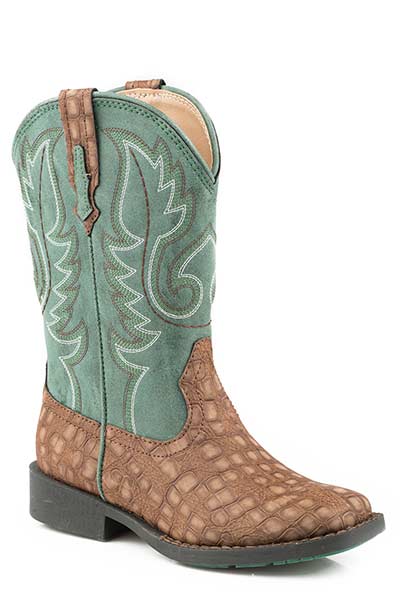 Pard's Western Shop Brown Embossed Caiman Print Boots for Children from Roper Footwear