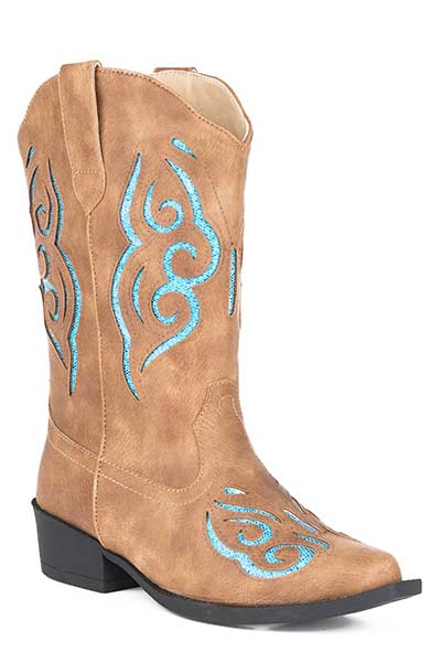 Pard's Western Shop Roper Footwear Glitter Gracie Western Boots with Turquoise Inlay for Children
