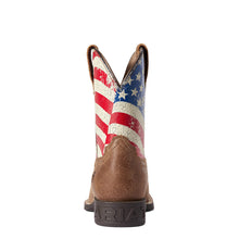 Ariat Kids Brown Square Toe Western Boots with Red/White/Blue Stars n Stripes Tops