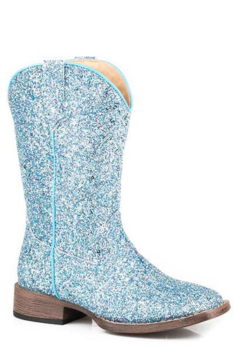 Pard's Western Shop Roper Footwear Blue Glitter Galore Square Toe Boots for Big Kids